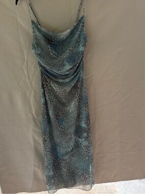 Teal and Gray Slip Maxi Dress